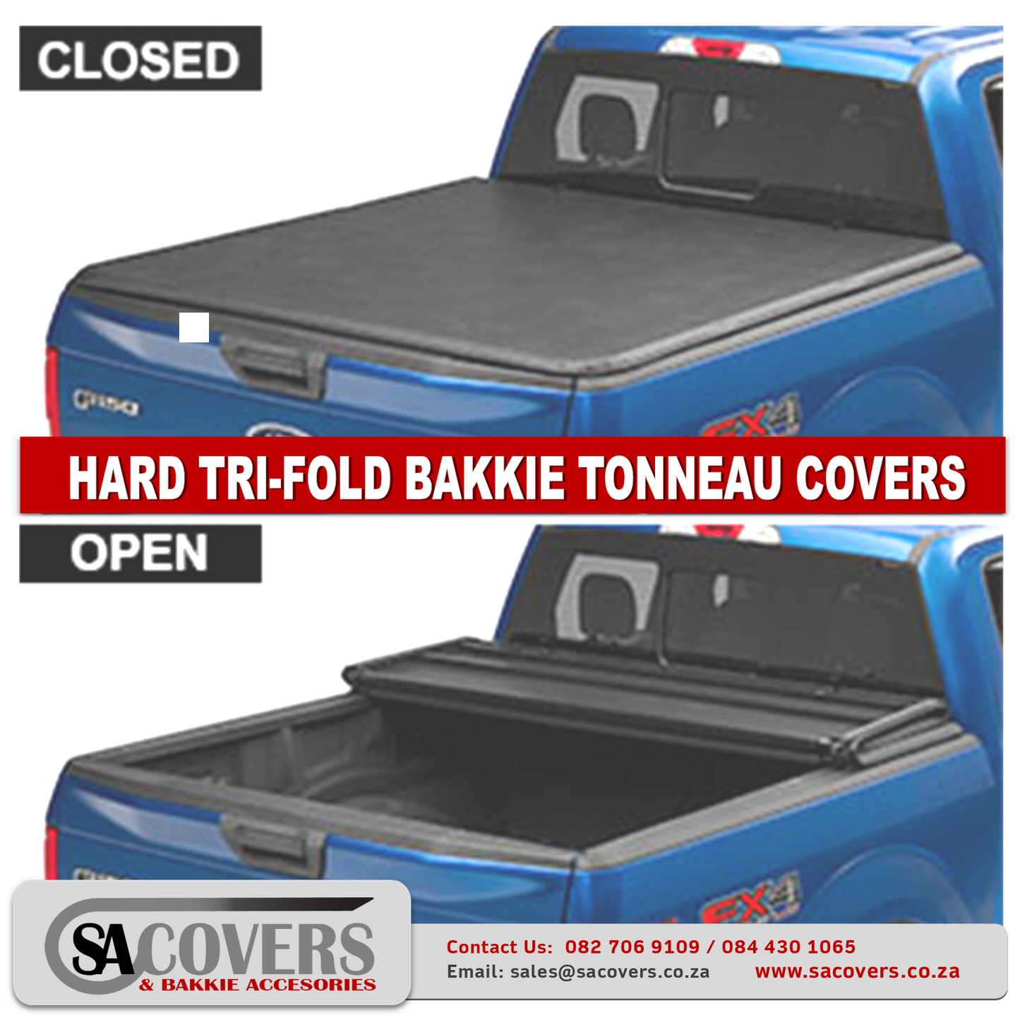 Trifold Hard Lockable Bakkie Tonneau Covers Ford Ranger