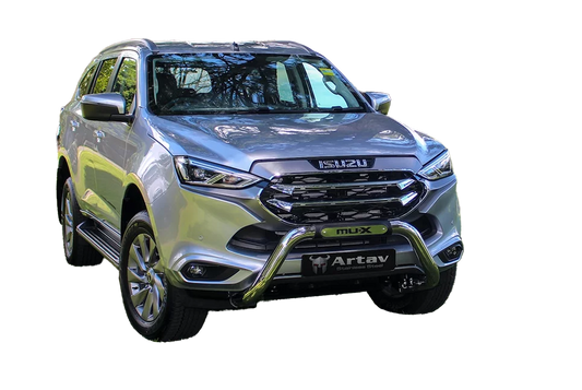 Isuzu MU-X PDC Nudge Bar Stainless w Branded Injection Mould