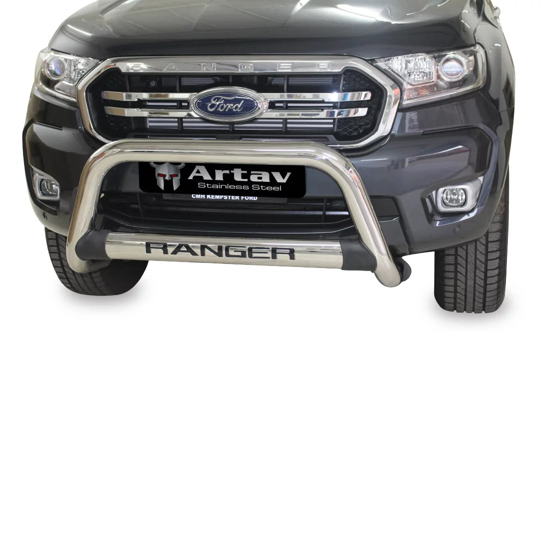 Ford Ranger T6 Facelift Nudge Bar Stainless (Also fits Everest without PDC – Request Decal)