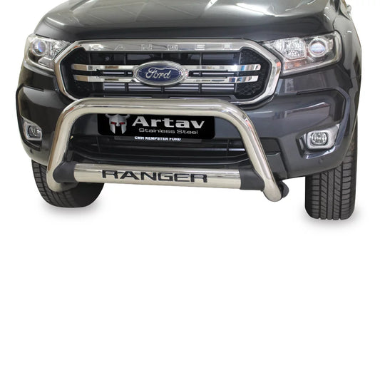 Ford Ranger T6 Facelift Nudge Bar Stainless (Also fits Everest without PDC – Request Decal)