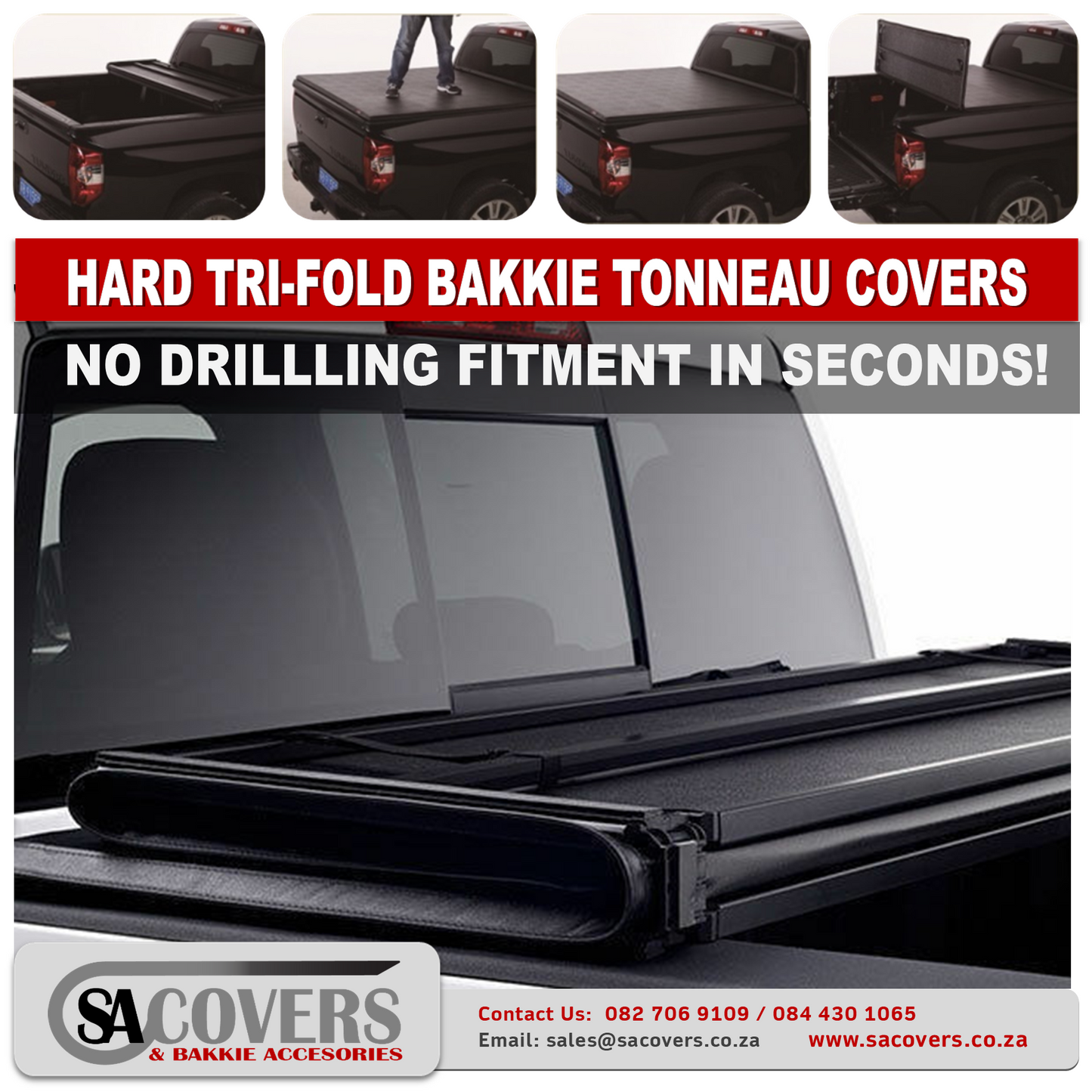 Trifold Hard Lockable Bakkie Tonneau Covers JAC T8-T9