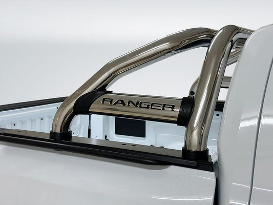 Ford Ranger Next Gen 2023+ Sports Bar w Oval Side Tubes Stainless - Fits Double Cab and Super Cab Models (Fits Securi Lid 218 & OEM Tonneau Cover) 150055T